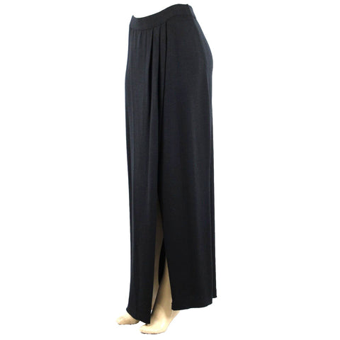 St John? Sz 6 Black Elastic Waist Pleated Side Slit Santana Knit Skirt