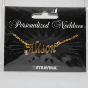 ALISON NEW Name Goldtone Rhinestone Accent 14.5" w 4.5 Multi Ring Ext Necklace