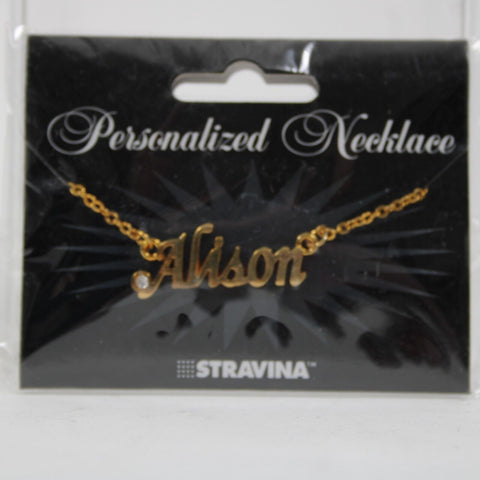 ALISON NEW Name Goldtone Rhinestone Accent 14.5" w 4.5 Multi Ring Ext Necklace