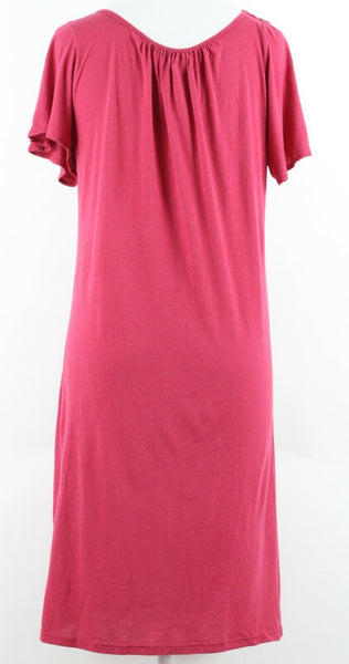 Lucky Brand NEW $89 Sz S Burgundy Pink Applique Neckline Cotton Blend Dress