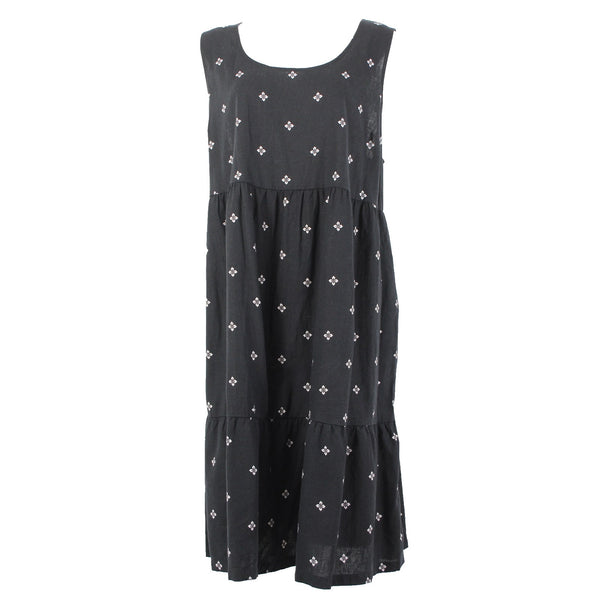 Croft Barrow Dress NEW $50 Sz 3X Black White Tan Unlined Linen Rayon Dress