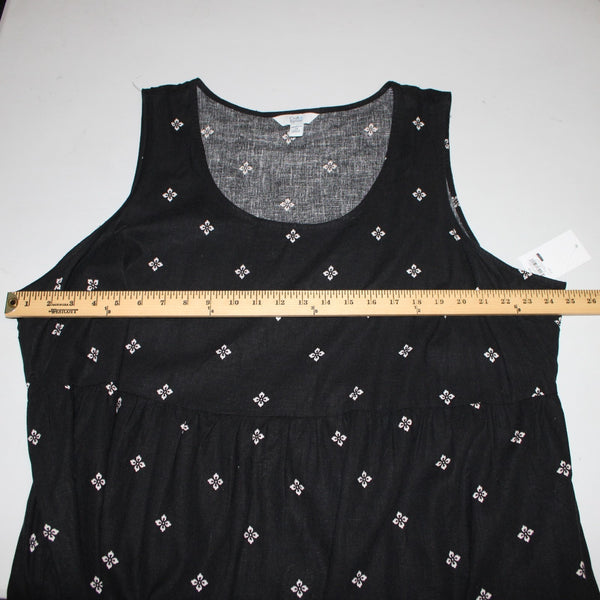 Croft Barrow Dress NEW $50 Sz 3X Black White Tan Unlined Linen Rayon Dress