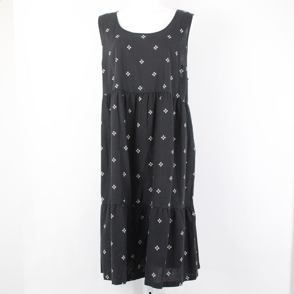 Croft Barrow Dress NEW $50 Sz 3X Black White Tan Unlined Linen Rayon Dress