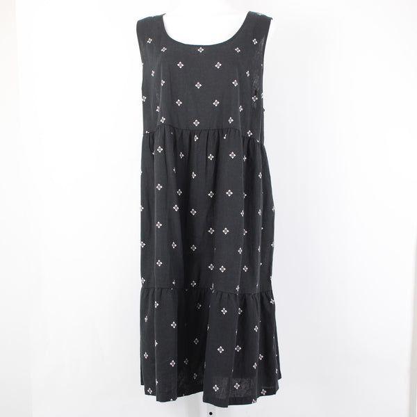 Croft Barrow Dress NEW $50 Sz 3X Black White Tan Unlined Linen Rayon Dress