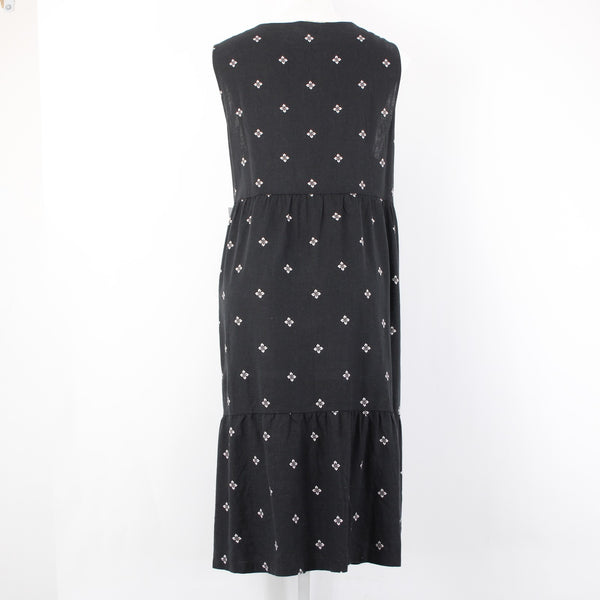 Croft Barrow Dress NEW $50 Sz 3X Black White Tan Unlined Linen Rayon Dress