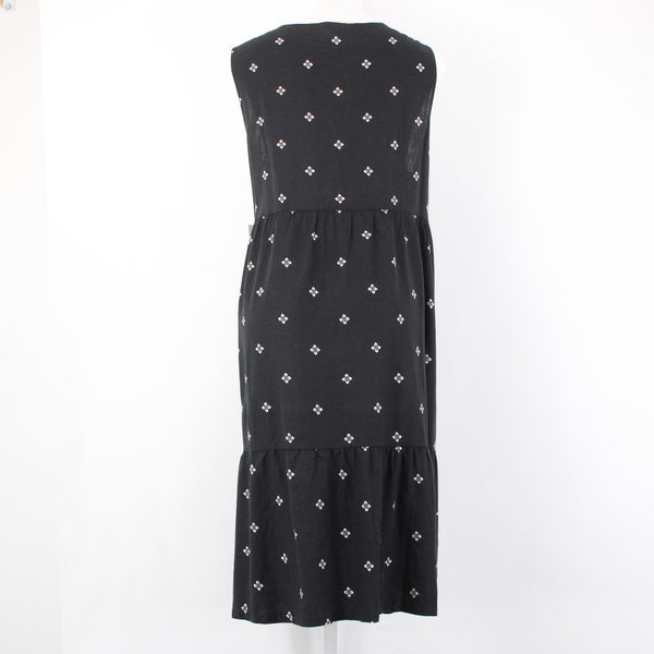 Croft Barrow Dress NEW $50 Sz 3X Black White Tan Unlined Linen Rayon Dress