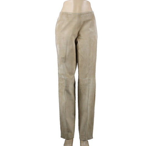 B & J Sz 10 x 33 Tan Lined Zip Closure 100% Genuine Suede Pant