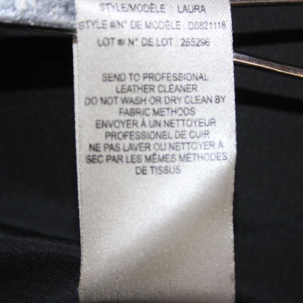 Theory Sz L Gray Black Leather Sleeves Virgin Wool Nylon Cashmere Wrap Sweater