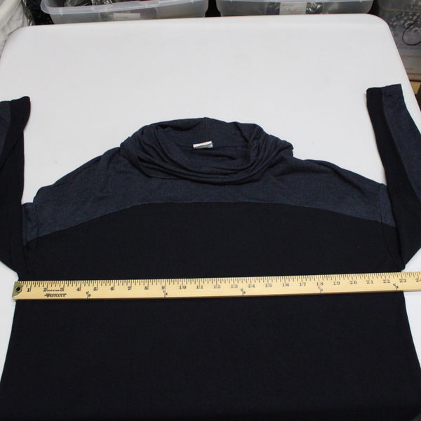 Cabi Sz S Navy Blue Black Color Block Turtleneck Long Sleeve Rayon Spandex Top