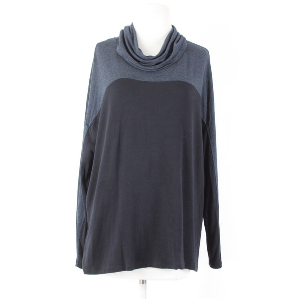 Cabi Sz S Navy Blue Black Color Block Turtleneck Long Sleeve Rayon Spandex Top