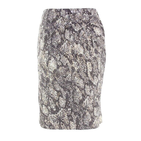 Classiques Entier Sz 8 Tan Dark Taupe Multi Lined Cupro Silk Polyester Skirt