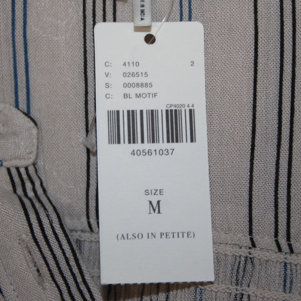 Anthropologie Top NEW Floreat Sz M Tan Black Blue Striped Boho 100% Rayon Top