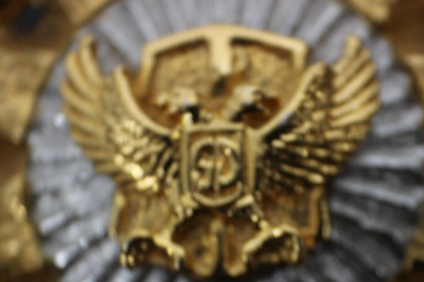 St John Goldtone Sun Burst Logo Eagle 1.75" Zipper Pull