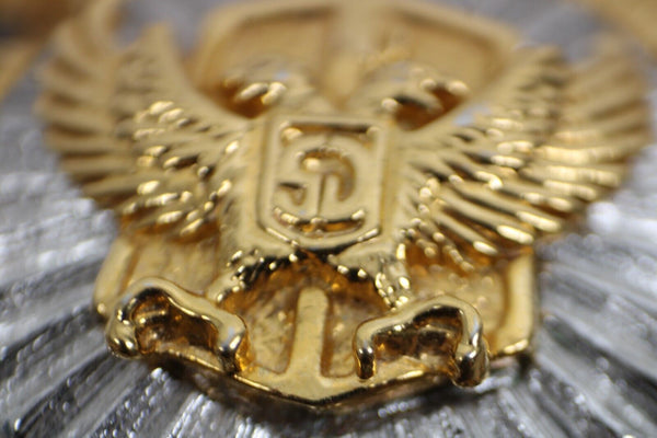 St John Goldtone Sun Burst Logo Eagle 1.75" Zipper Pull