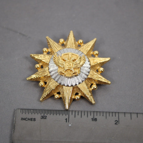 St John Goldtone Sun Burst Logo Eagle 1.75" Zipper Pull