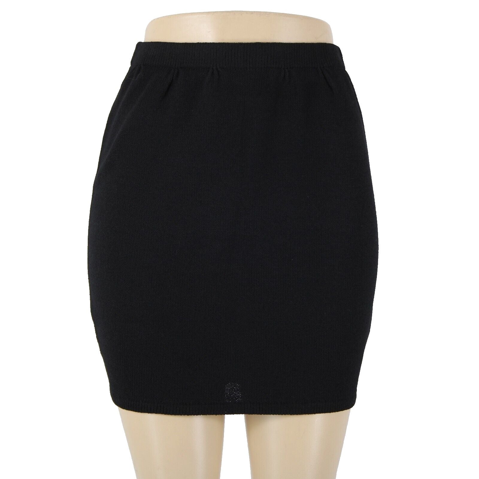 St John Separates Sz 2 Black Elastic Waist Santana Knit Short Skirt