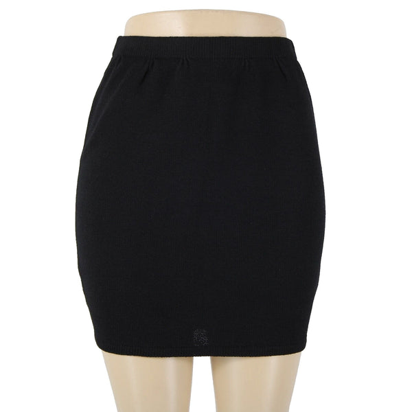 St John Separates Sz 2 Black Elastic Waist Santana Knit Short Skirt