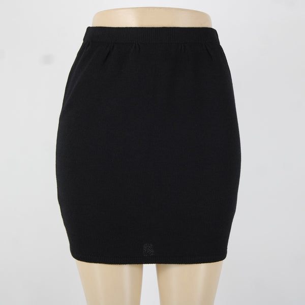 St John Separates Sz 2 Black Elastic Waist Santana Knit Short Skirt
