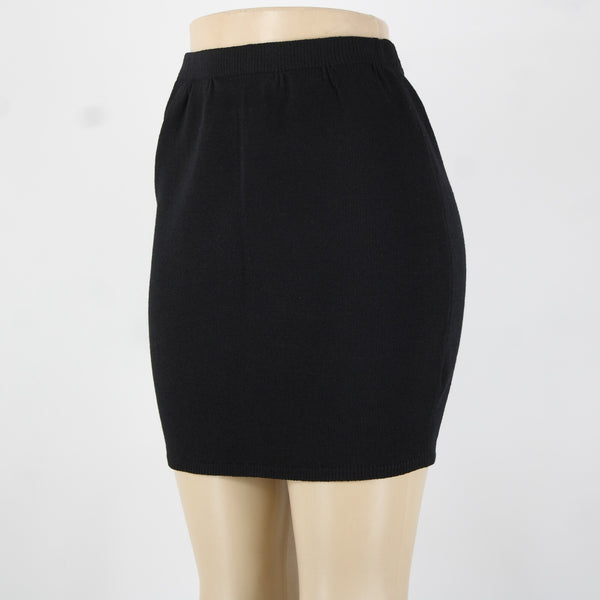 St John Separates Sz 2 Black Elastic Waist Santana Knit Short Skirt