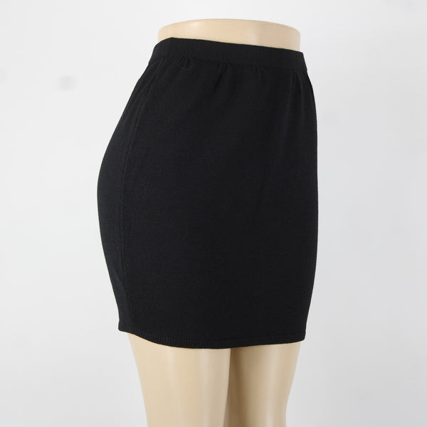 St John Separates Sz 2 Black Elastic Waist Santana Knit Short Skirt