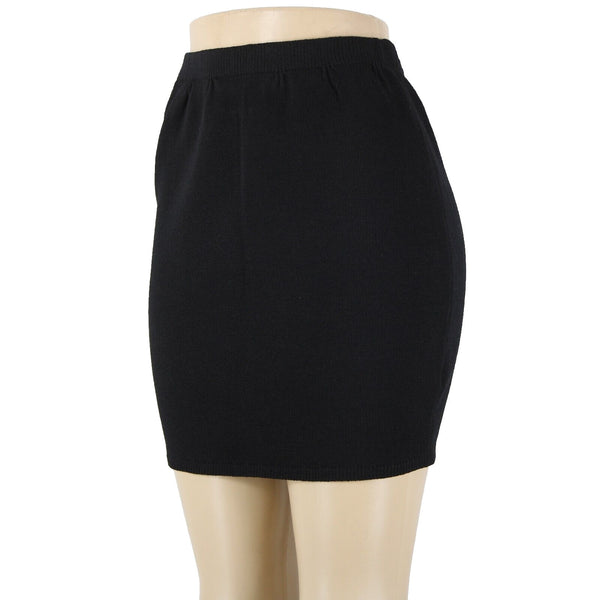 St John Separates Sz 2 Black Elastic Waist Santana Knit Short Skirt