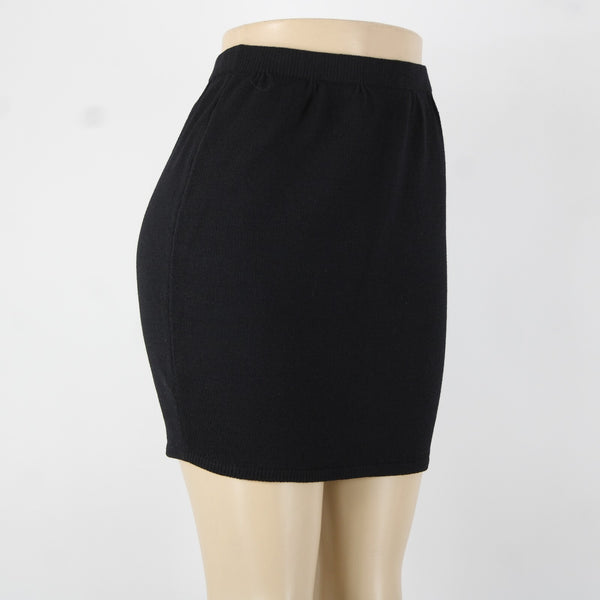 St John Separates Sz 2 Black Elastic Waist Santana Knit Short Skirt