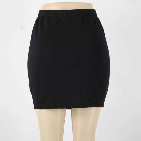 St John Separates Sz 2 Black Elastic Waist Santana Knit Short Skirt