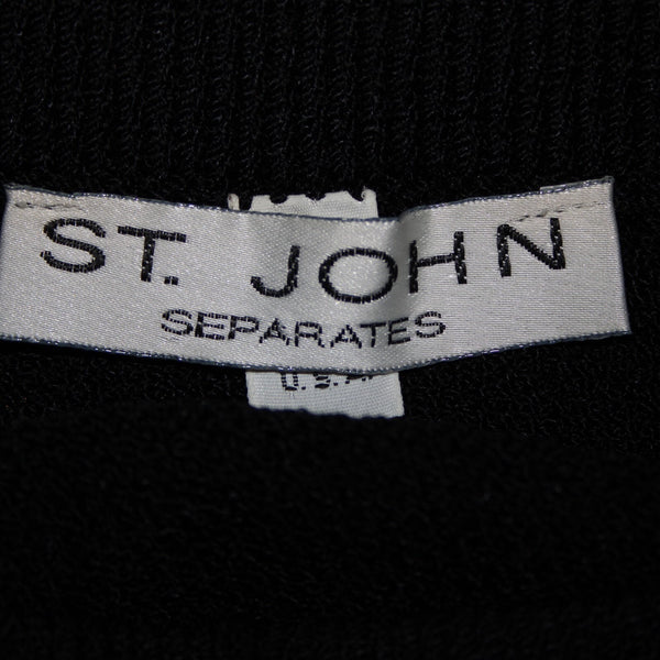 St John Separates Sz 2 Black Elastic Waist Santana Knit Short Skirt