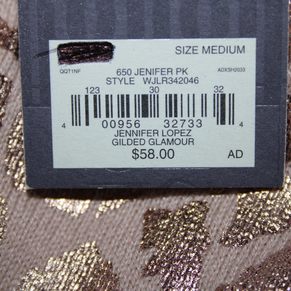 Jennifer Lopez NEW $58 Gilded Glamour Sz M Pink Metallic Animal Print Cotton Top