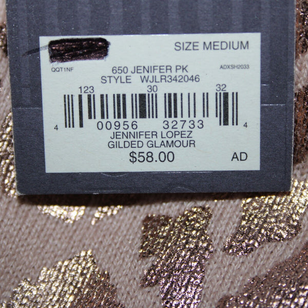 Jennifer Lopez NEW $58 Gilded Glamour Sz M Pink Metallic Animal Print Cotton Top