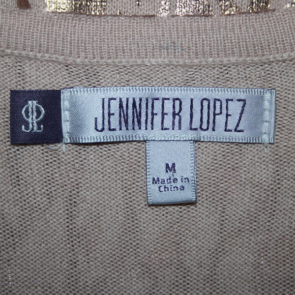 Jennifer Lopez NEW $58 Gilded Glamour Sz M Pink Metallic Animal Print Cotton Top