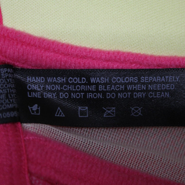 Natori Sz 34D Bright Pink Lace Yellow Lined Nylon Blend Front Closure Bra