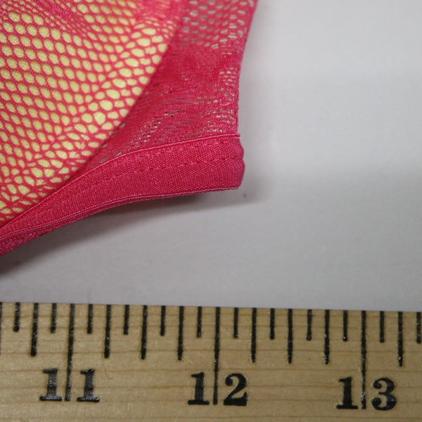 Natori Sz 34D Bright Pink Lace Yellow Lined Nylon Blend Front Closure Bra