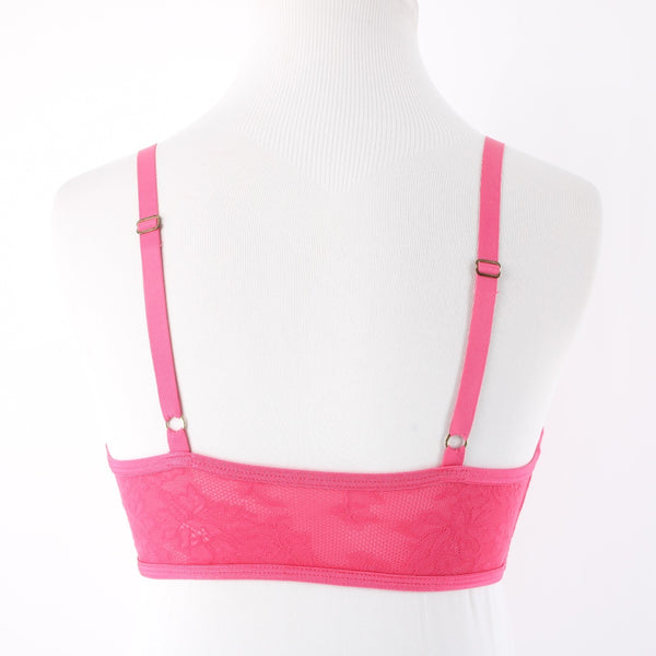 Natori Sz 34D Bright Pink Lace Yellow Lined Nylon Blend Front Closure Bra