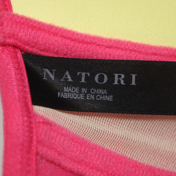 Natori Sz 34D Bright Pink Lace Yellow Lined Nylon Blend Front Closure Bra