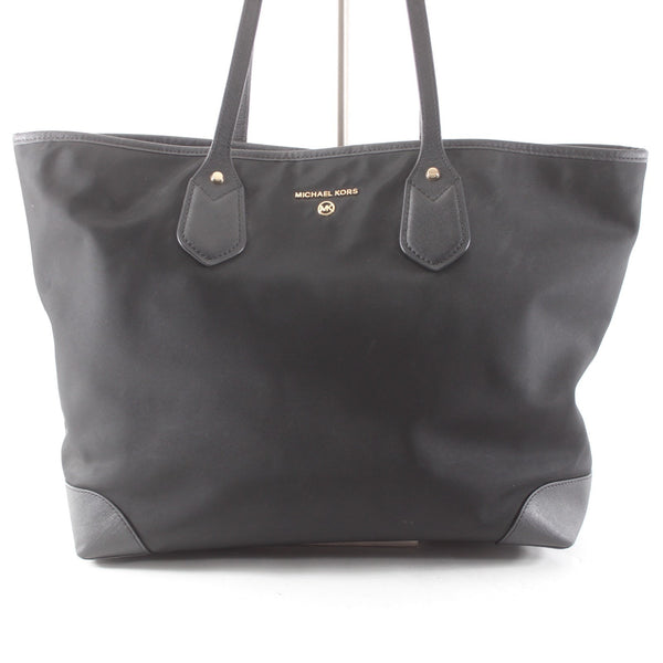 Michael Kors Purse Eva 17 x 11 x 5 Black Gold Hardware Nylon Finish Tote Purse