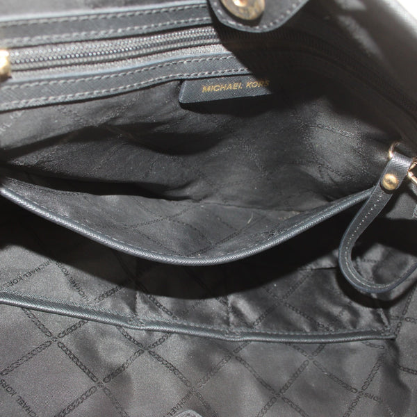 Michael Kors Purse Eva 17 x 11 x 5 Black Gold Hardware Nylon Finish Tote Purse