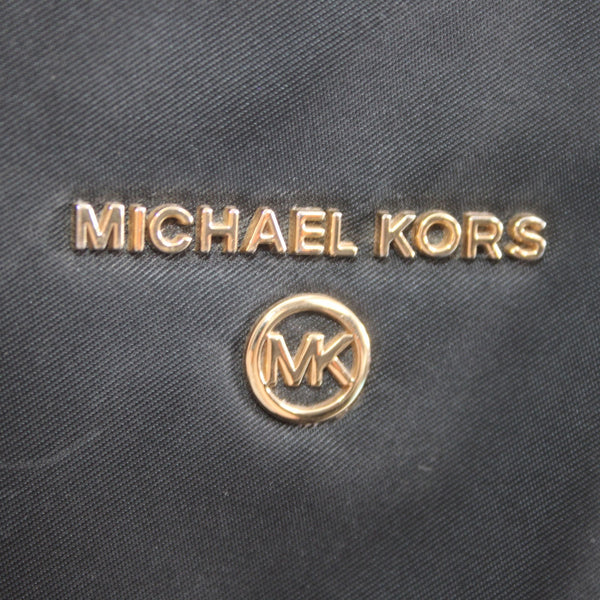 Michael Kors Purse Eva 17 x 11 x 5 Black Gold Hardware Nylon Finish Tote Purse