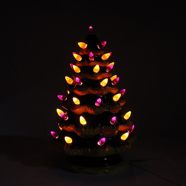 Milltown Merchants Christmas Tree Black Orange Purple Ceramic Lights Up Tree