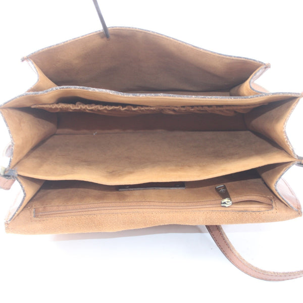 Patricia Nash Purse 10 x 8 x  3 Brown World Map Inner Pockets Leather Purse