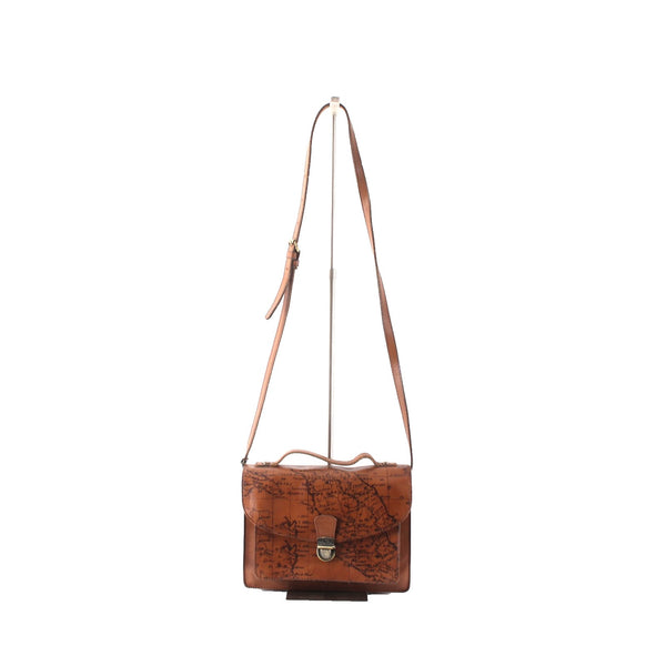 Patricia Nash Purse 10 x 8 x  3 Brown World Map Inner Pockets Leather Purse