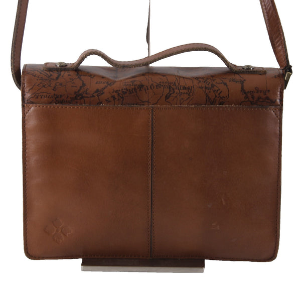 Patricia Nash Purse 10 x 8 x  3 Brown World Map Inner Pockets Leather Purse
