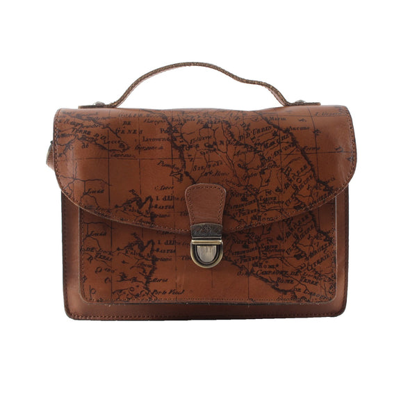 Patricia Nash Purse 10 x 8 x  3 Brown World Map Inner Pockets Leather Purse