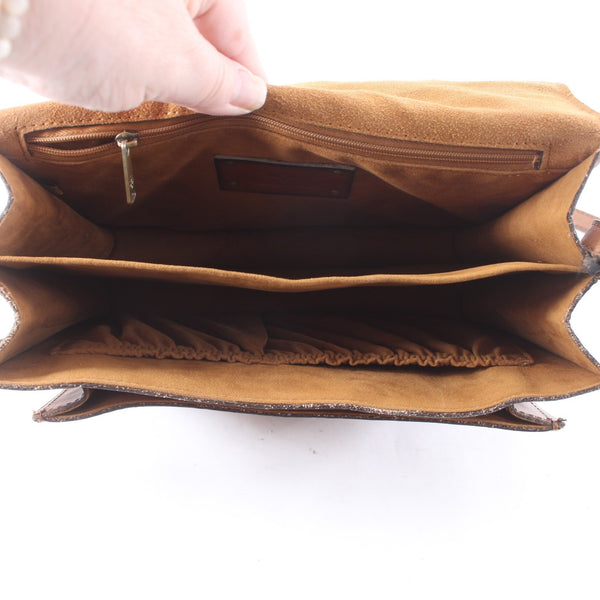 Patricia Nash Purse 10 x 8 x  3 Brown World Map Inner Pockets Leather Purse