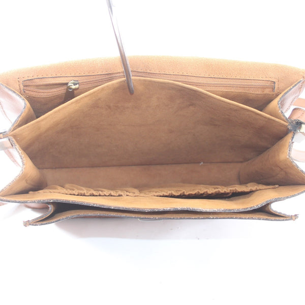 Patricia Nash Purse 10 x 8 x  3 Brown World Map Inner Pockets Leather Purse