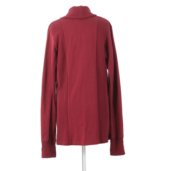 Lucky Lotus Jacket NEW $99 Sz L Red Burgundy Knit Collared 100% Cotton Jacket