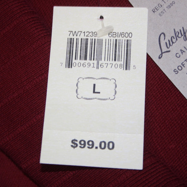 Lucky Lotus Jacket NEW $99 Sz L Red Burgundy Knit Collared 100% Cotton Jacket