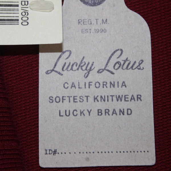 Lucky Lotus Jacket NEW $99 Sz L Red Burgundy Knit Collared 100% Cotton Jacket
