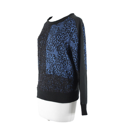 Walter Baker W1118 Sz XS Black Royal Blue Polyester Rayon Sweater Top