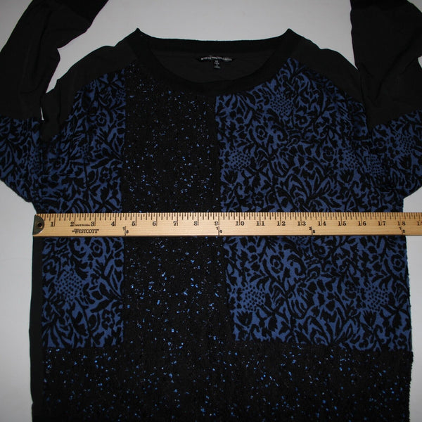 Walter Baker W1118 Sz XS Black Royal Blue Polyester Rayon Sweater Top